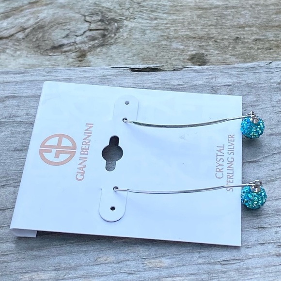 NWT GIANI BERNINI BLUE CRYSTAL CLUSTER THREADER EARRINGS IN STERLING SILVER - Picture 6 of 7